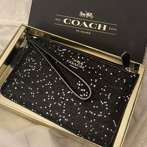 NWT Authentic COACH Black Star Small Wristlet